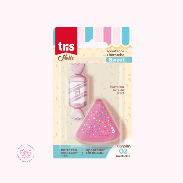 Apontador com Depósito Cake + Borracha Balinha Rosa
